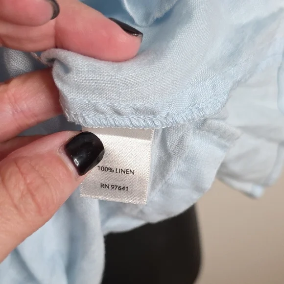 Sky Blue Linen J. Jill Button Down Shirt Medium - Picture 5 of 7